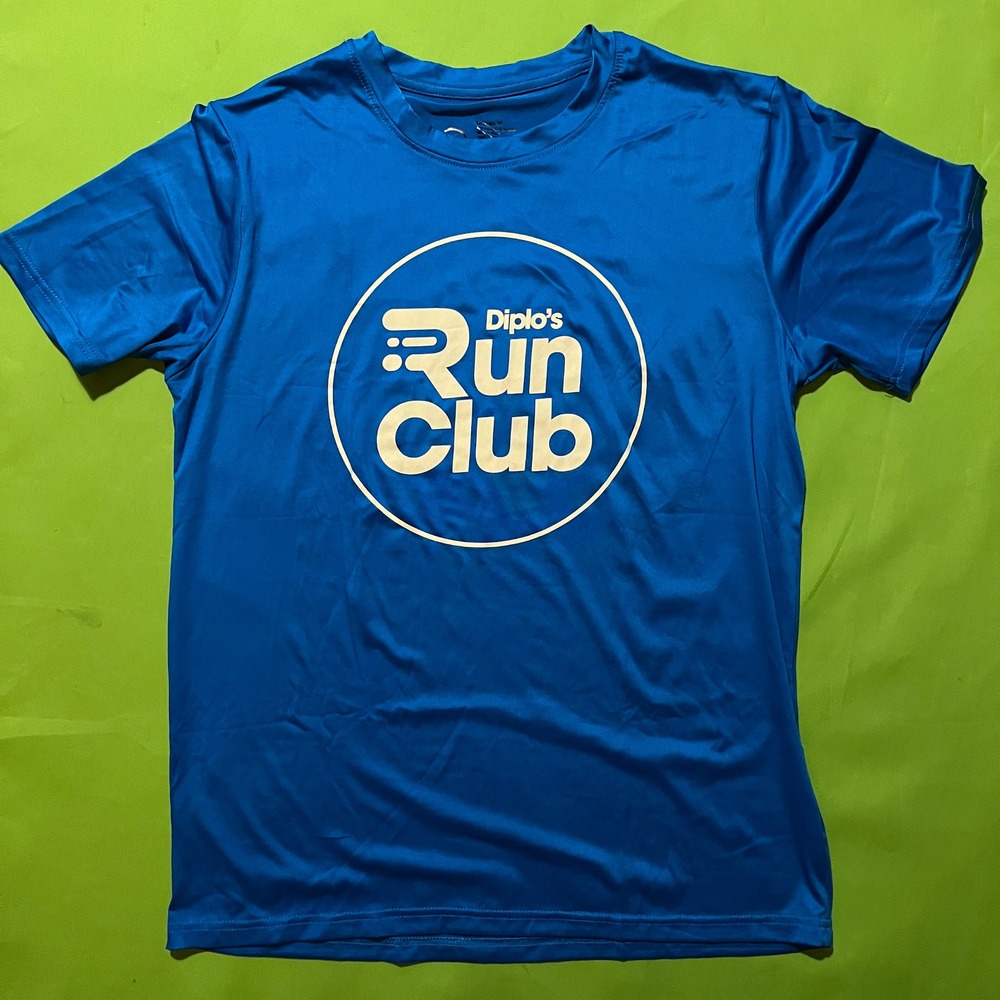 Diplo's Run Club Shirt Medium Blue Graphic Performance Athletic Tee Unisex